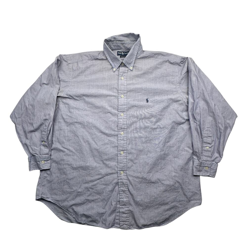 Ralph Lauren Yarmouth Button Down Long Sleeve Shirt Mens 18 34/35 XXL Blue